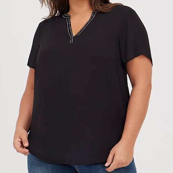 TORRID GEORGETTE EMBELLISHED BLOUSE - BLACK NWTs - Picture 8 of 10